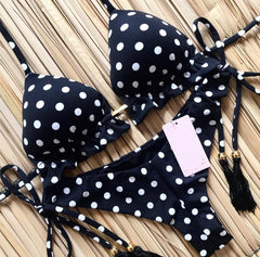 Renkli Baskılı Bağcıklı Bikini
