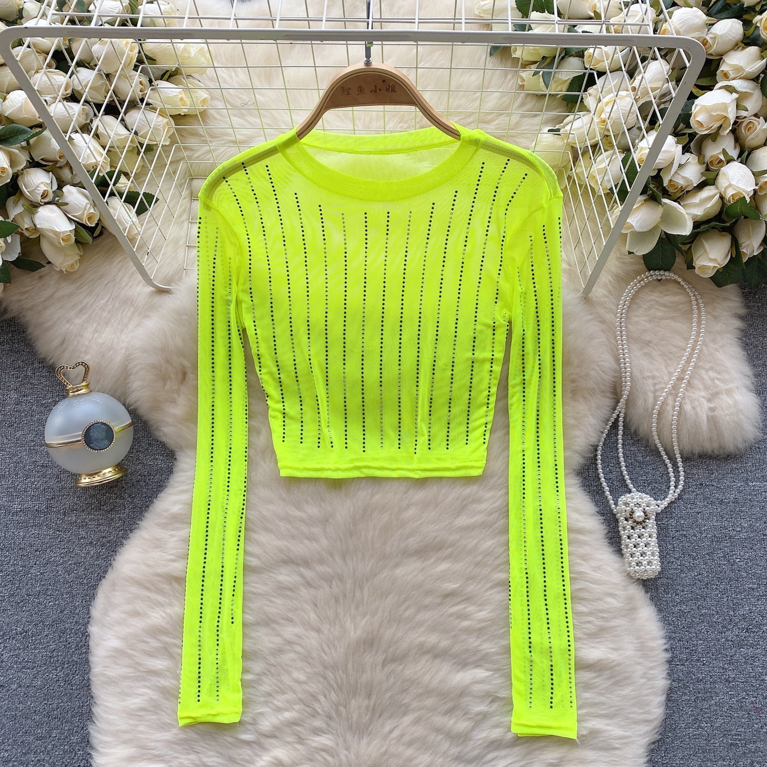 Rhinestone Taşlı Mesh Alt Tişört