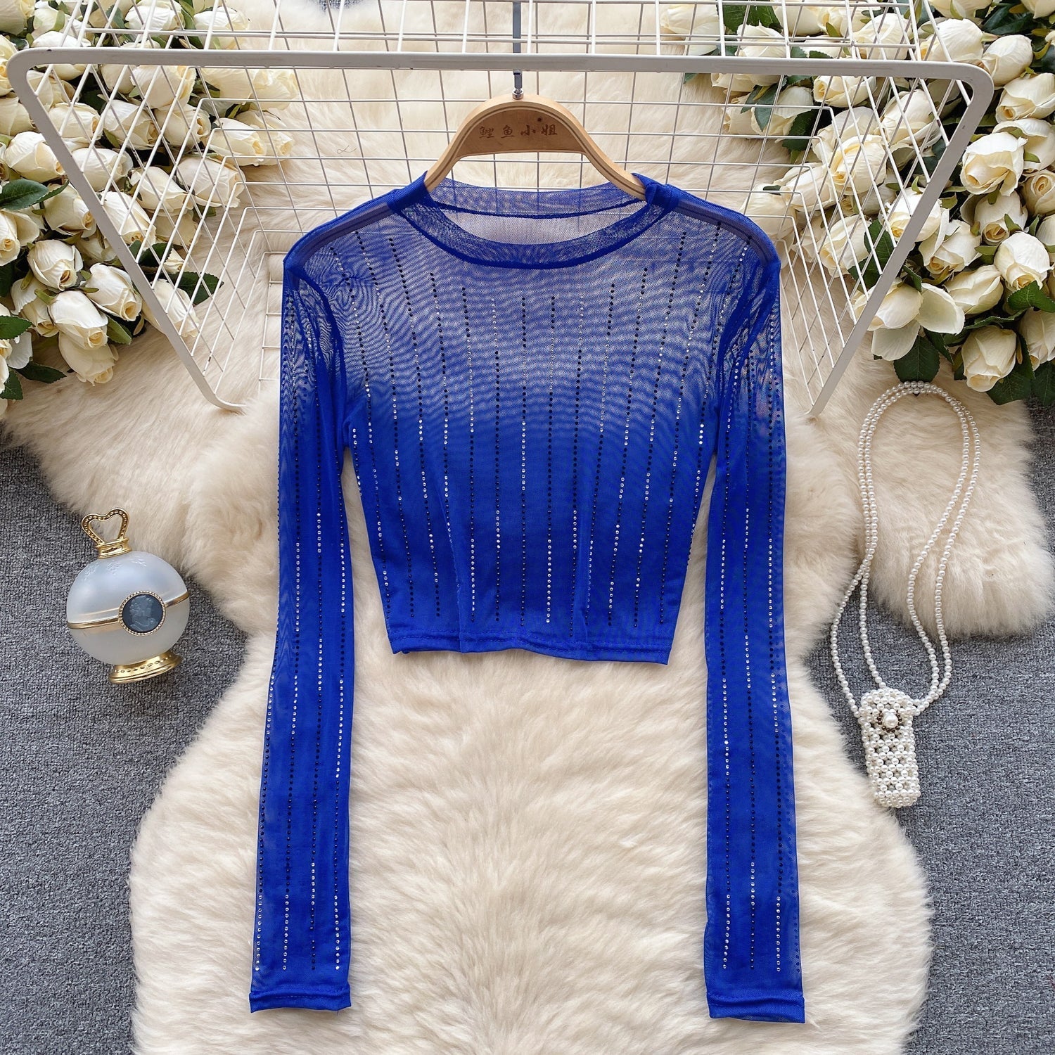 Rhinestone Taşlı Mesh Alt Tişört