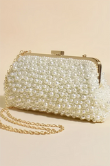 Norma Jean Clutch ile Yapay İnci - Krema/Altın