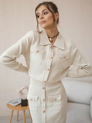 Misaki | Kadın Blazer Etek Seti Vintage Görünüm