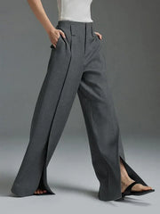 Cedricay | Split-Front Kadın Pantolon | Gri