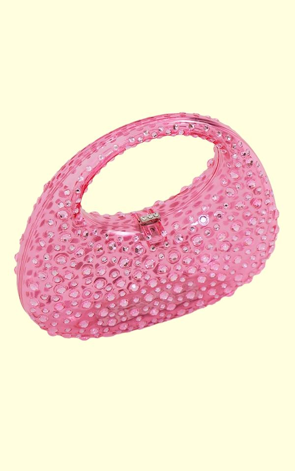 Strass Süslemeli Akrilik Clutch