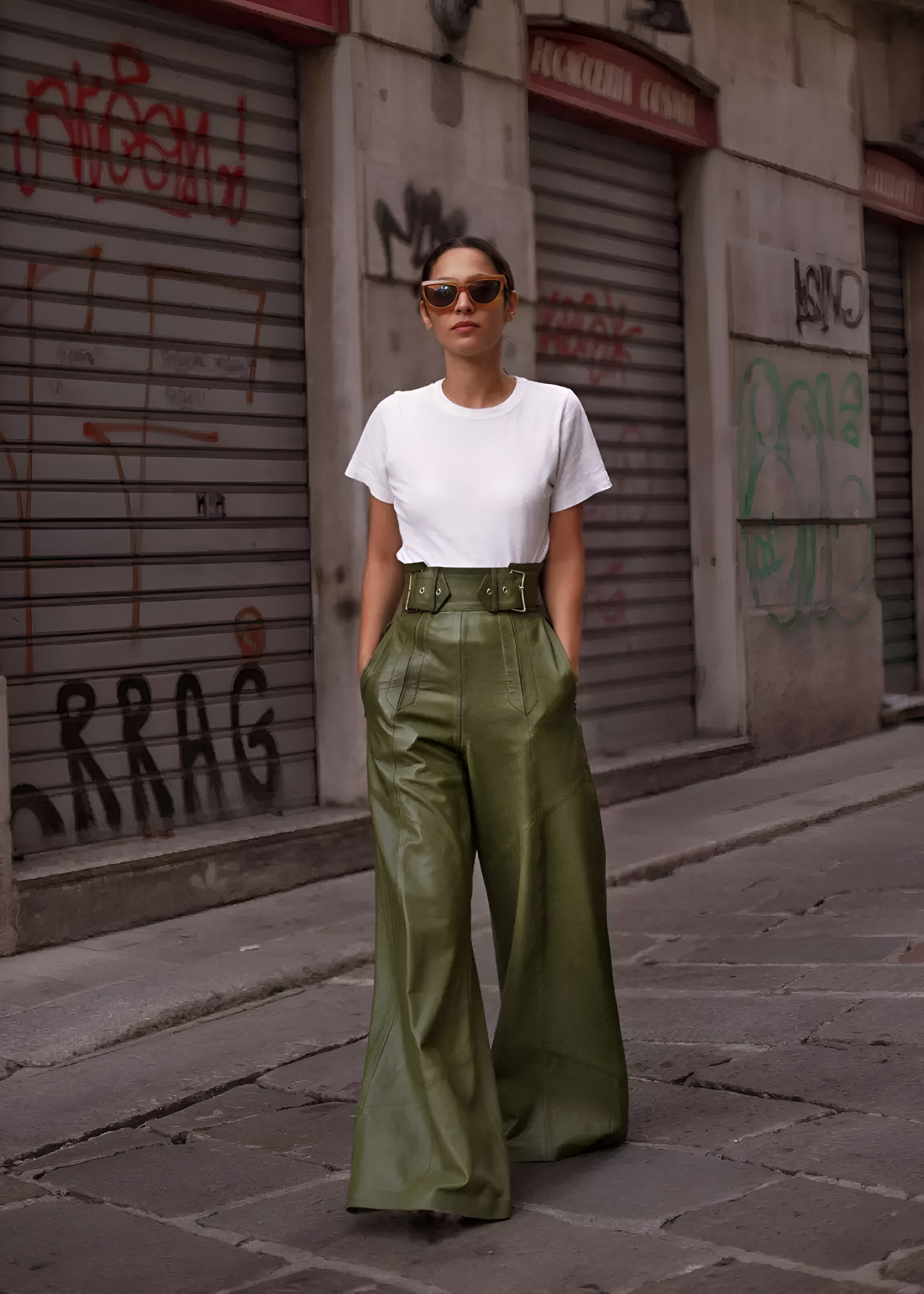 NORA | Modigirl Yüksek Bel Geniş Paça PU Plastik Pantolon