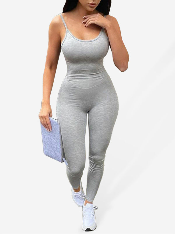 Kadın Yeni Modaya Uygun, Tek Renkli Yoga Spor Tulum