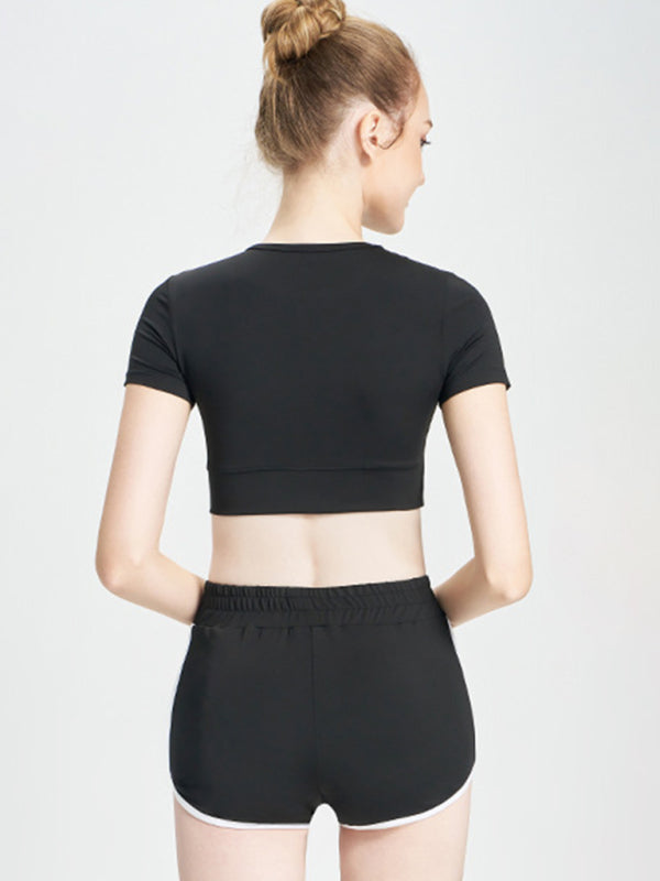 Yeni Kısa T-shirt Spor Rahat Şort İki Parça Koşu Fitness Takımı