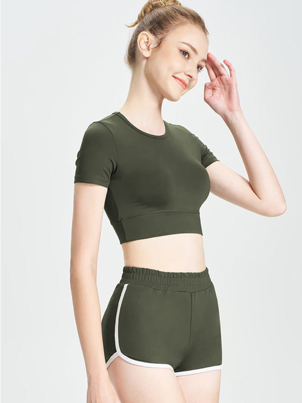 Yeni Kısa T-shirt Spor Rahat Şort İki Parça Koşu Fitness Takımı