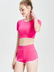 Yeni Kısa T-shirt Spor Rahat Şort İki Parça Koşu Fitness Takımı