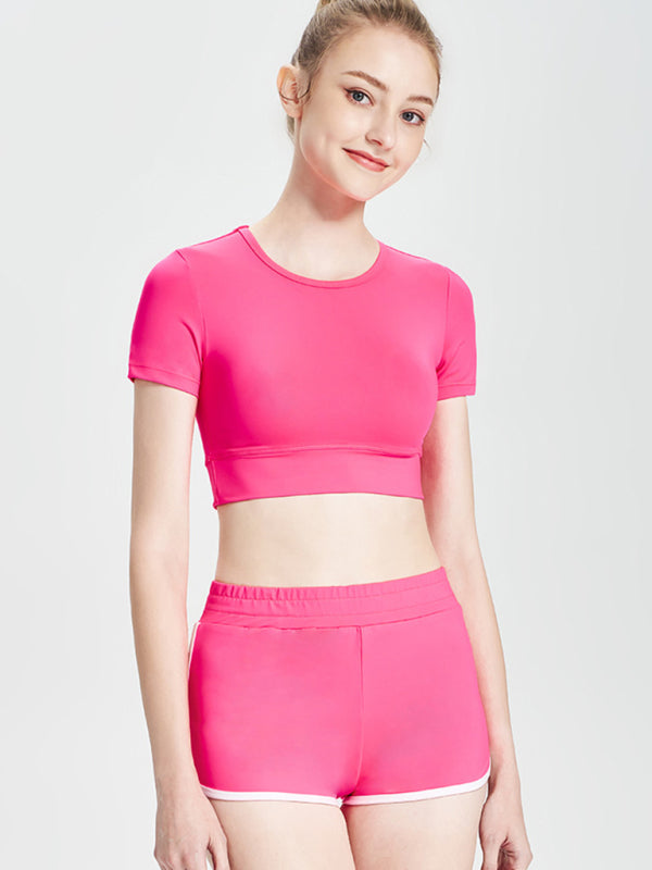Yeni Kısa T-shirt Spor Rahat Şort İki Parça Koşu Fitness Takımı