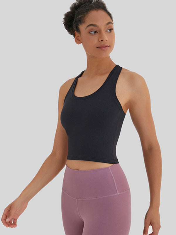 Yeni vücuda oturan, yüksek esnekliğe sahip ve güzel sırt spor, günlük ve çok yönlü yoga yeleği