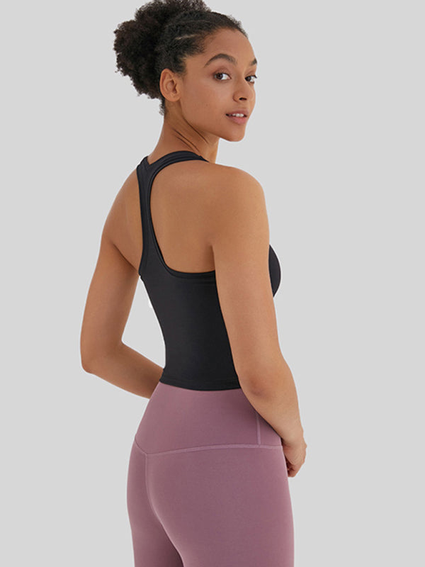 Yeni vücuda oturan, yüksek esnekliğe sahip ve güzel sırt spor, günlük ve çok yönlü yoga yeleği