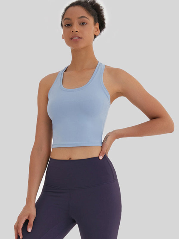 Yeni vücuda oturan, yüksek esnekliğe sahip ve güzel sırt spor, günlük ve çok yönlü yoga yeleği
