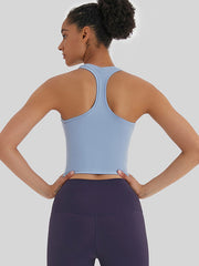 Yeni vücuda oturan, yüksek esnekliğe sahip ve güzel sırt spor, günlük ve çok yönlü yoga yeleği