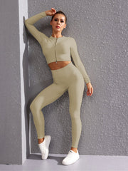 Yeni çok renkli fitness uzun kollu yoga fermuarlı ceket