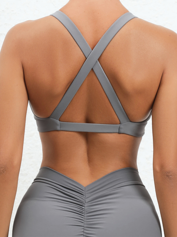 Dışarıda koşmak için uygun, hızlı kuruyan spor yoga sütyeni, çapraz sırt fitness iç giyimi