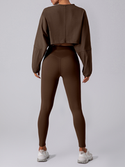 Yuvarlak Yaka Sweatshirt T-Shirt Spor Kısa Temel Tişört Yoga Koşu Rahat Uzun Kollu Tişört